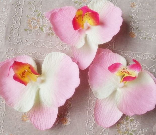 Silk Orchid Flower Heads 48st Söt 910 cm fjäril Phalaenopsis Moth Orchids Artificial Fabric Flowers for DIY Bride Bouquet Jew1193861