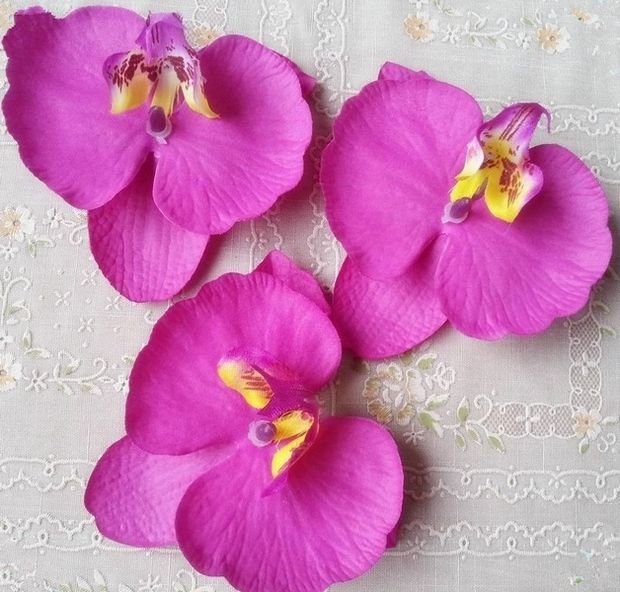 Têtes de fleurs orchidées en soie mignons 910cm papillon phalaenopsis orchidées fleurs de tissu artificiel pour le bouquet de mariée bricolage juif1193861