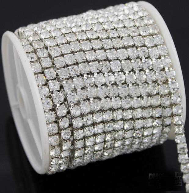 Hot Selling 10 yards Diamante Rhinestone Cake Banding Trim Cake Dekoration 4.3mm Fit Smycken Kläder