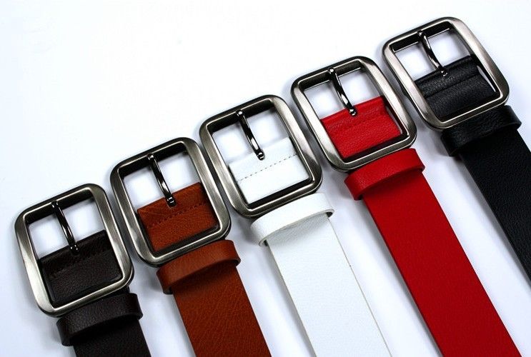 Plain Genuine Leather Belt Snap On Removable Roller Buckle Solid Unisex