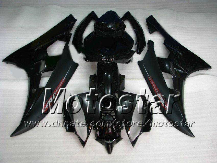 7 gåvor racing fairing kit för yamaha 2006 2007 yzf-r6 06 07 yzfr6 06 07 yzf r6 yzfr600 svarta anpassade mässor set ab74