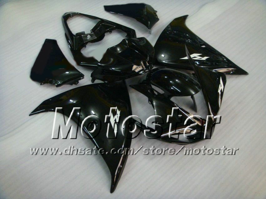 Alle gloss black Stroomlijnkappen voor Yamaha 2009 2010 2011 YZF R1 YZFR1 09 10 11 YZF-R1 volledige kuip kit