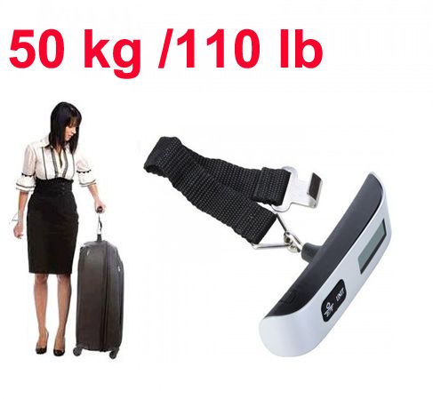 50 kg / 110 lb LCD Digital Hängande Bagage Vikt Hook Scale Gratis Frakt Partihandel