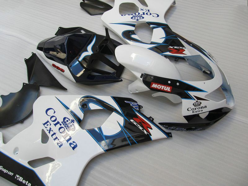 White Blue Corona Fairing Kit för Suzuki GSXR 600 750 2004 2005 K4 GSXR600 GSXR750 04-05 R600 R750