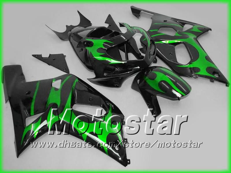 Frete grátis kit de carenagem verde preto para SUZUKI GSXR 600 750 K1 GSXR600 01 02 03 corpo GSX-R750 GSX-R600 2001 2002 2003