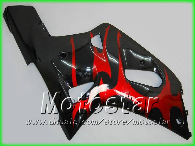 Kit de carenagem ABS de chama vermelha para SUZUKI GSXR 600 750 K1 GSXR600 GSXR750 01 02 03 R600 R750 2001 Carenagem de 2003 2003