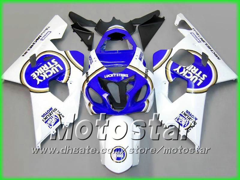 Kit de carénage de carrosserie LUCKY STRIKE blanc bleu pour suzuki GSXR 600 750 K4 2004 2005 GSXR600 GSXR750 04 05 R600 R750 carénages