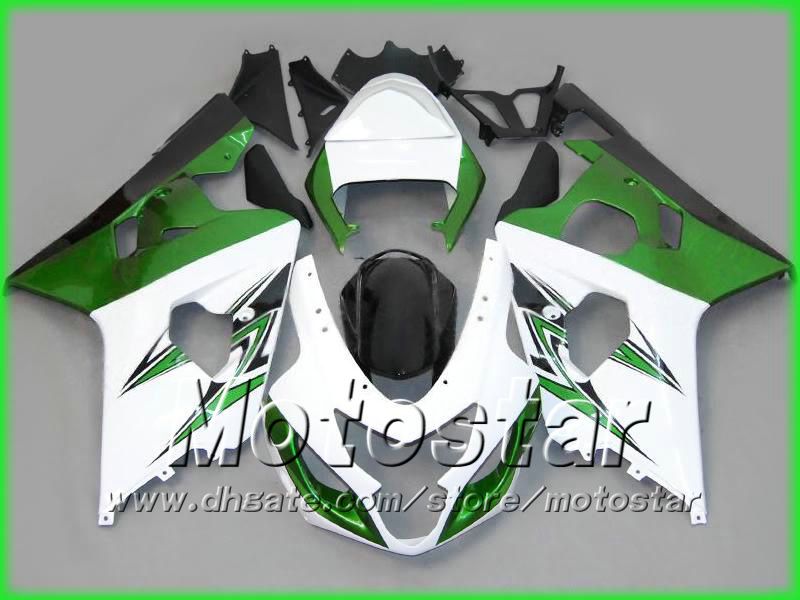 Green White Wishings dla Suzuki 2004 2005 GSXR 600 750 K4 GSXR600 GSXR750 04 05 R600 R750 Road Racing Wallmarket Fairing