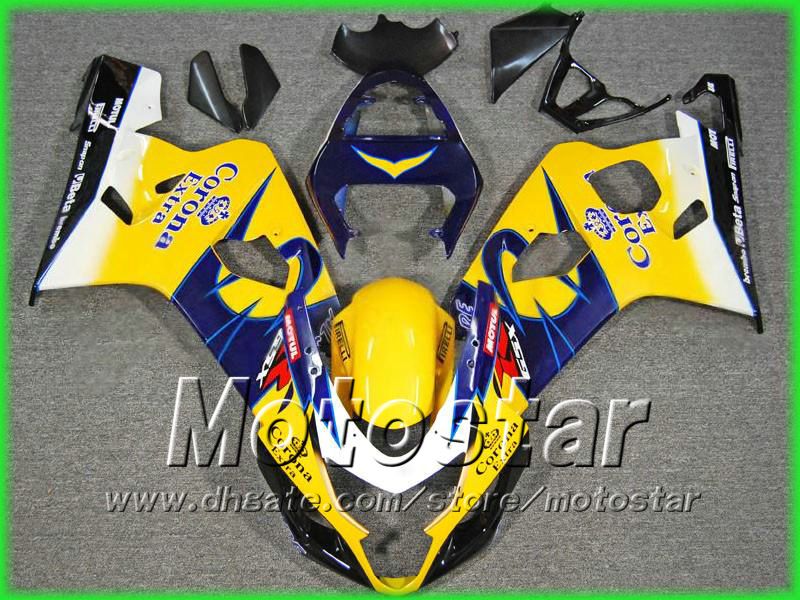 Yellow Corona Fairing Kits för Suzuki 2004 2005 GSXR 600 750 K4 GSXR600 GSXR750 04-05 R600 R750 2004 2005 FAIRINGS BY EMS