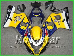 Yellow corona fairing kits for suzuki 2004 2005 GSXR 600 750 K4 GSXR600 GSXR750 04-05 R600 R750 2004 2005 fairings By EMS