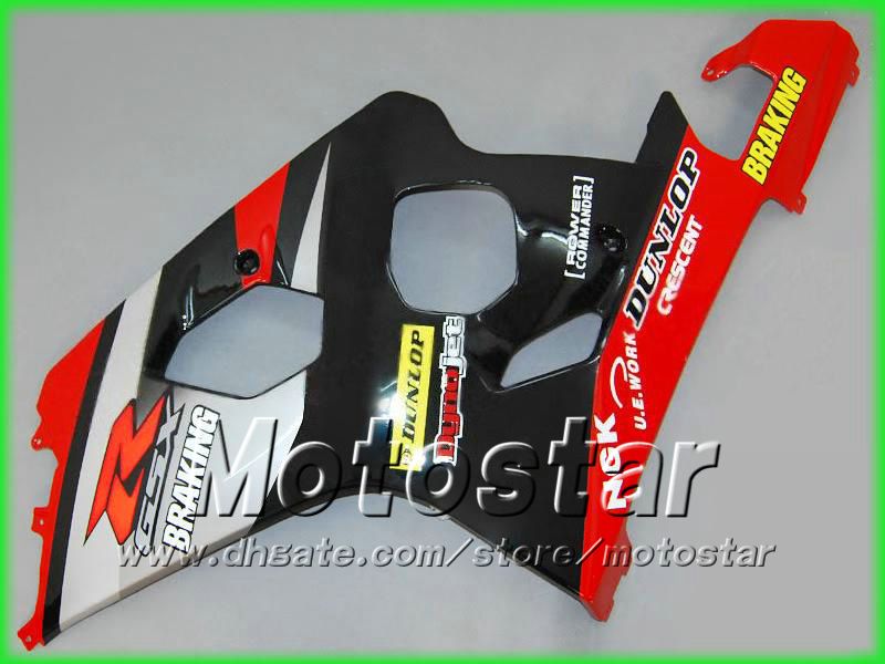 GSXR için Kırmızı Siyah Gümüş Kaplama Kiti 600 750 2004 2005 K4 GSXR600 GSXR750 04 05 R600 R750 Bodywork