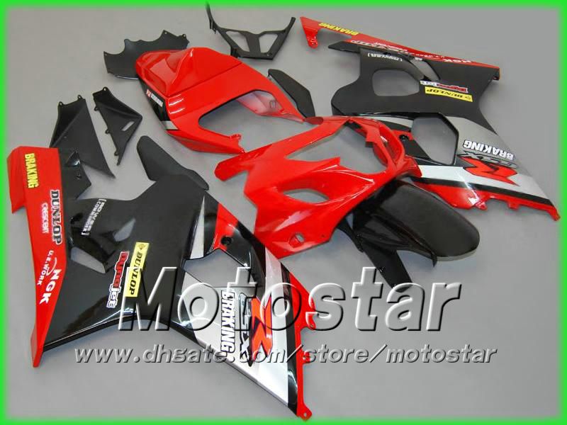 Kit de carenado rojo negro plateado PARA GSXR 600 750 2004 2005 K4 GSXR600 GSXR750 04 05 R600 R750 carrocería