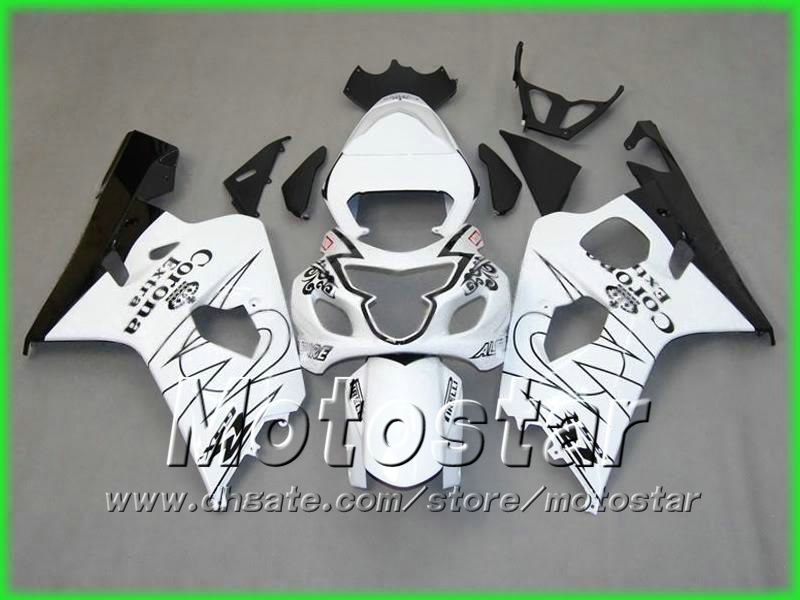 

Black white corona alstare fairings kit for 2004 2005 GSXR 600 750 K4 GSXR600 GSXR750 04 05 R600 R750 fairing kit 5 gift, Same as picture