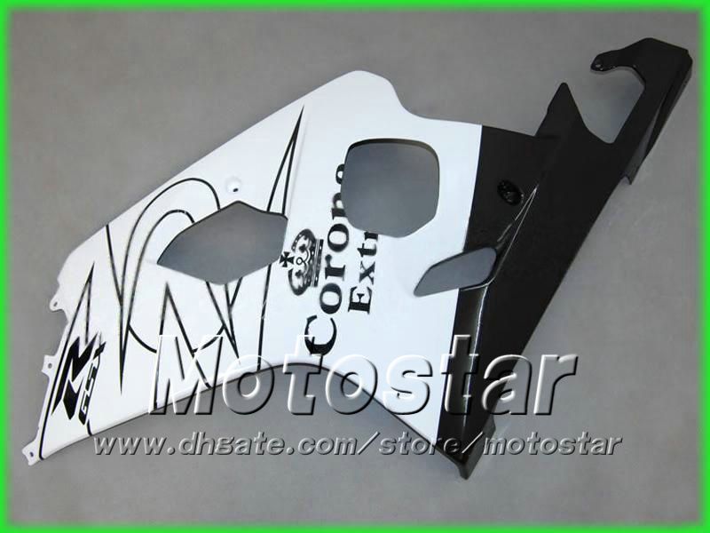 ブラックホワイトコロナAlstare Fairings Kit 2004 2005 GSXR 600 750 K4 GSXR600 GSXR750 04 05 R600 R750フェアリングキット5ギフト
