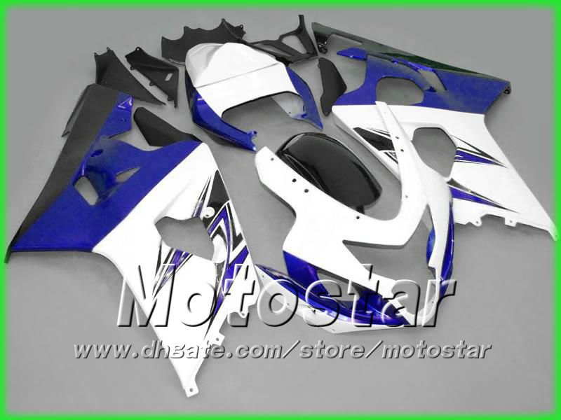 Blue white fairings bodywork kit FOR SUZUKI 2004 2005 GSXR 600 750 K4 GSXR600 GSXR750 04 05 R600 R750 body repair ABS fairings