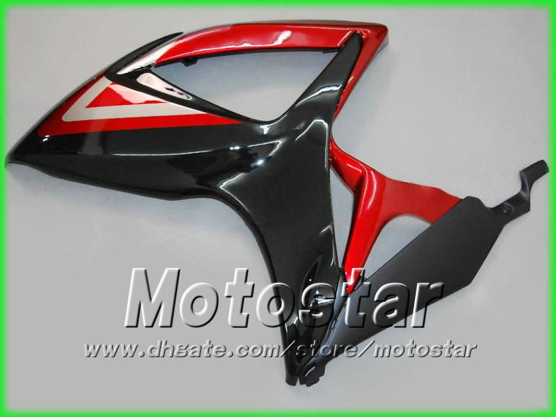 100% passande injeciton gjutning svart +röd mairing body kit för GSXR 600 750 K6 GSXR600 GSXR750 06 07 R600 R750 2006 2007 +vindruta