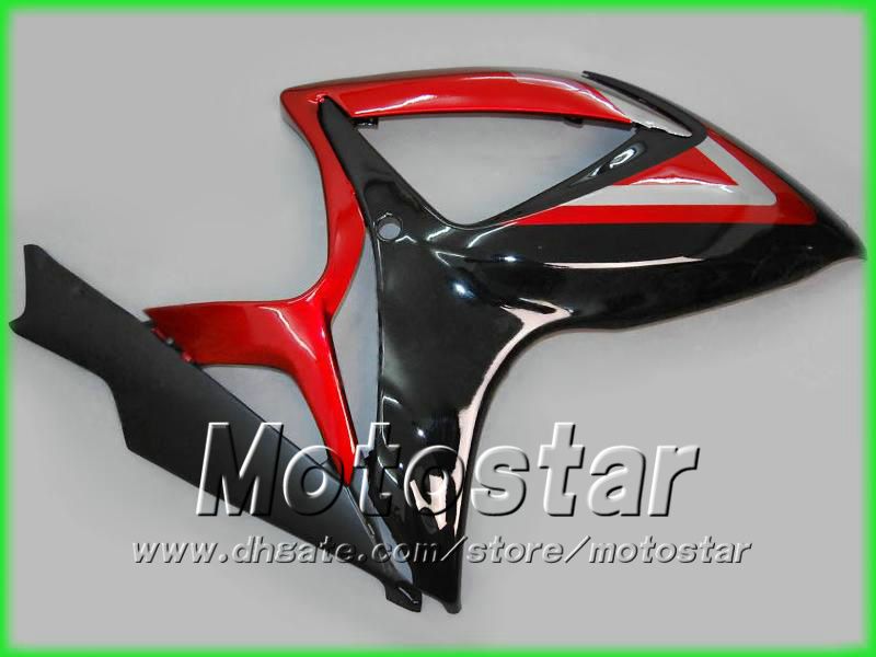 Kit de cuerpo de carenado negro + rojo moldeado por inyección 100% para GSXR 600 750 K6 GSXR600 GSXR750 06 07 R600 R750 2006 2007 + Windscre