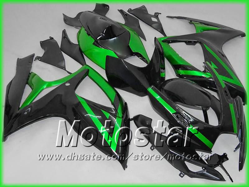 Black Green Motorcycle Fairings for Suzuki 2006 2007 GSXR 600 750 K6 GSXR600 GSXR750 06 07 R600 R750 2006-2007 كيت هدية كاملة