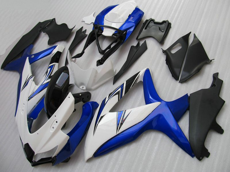 5 presentes carenagens personalizadas azul branco para Suzuki GSXR 600 750 2008 2009 K8 GSXR600 GSXR750 08 09 10 GSX-R750 GSX-R600 kit