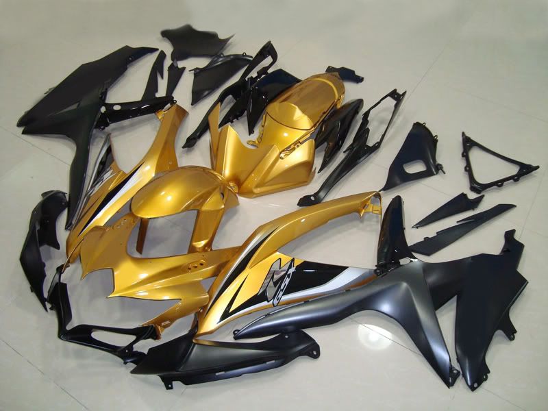 Gold Black ABS Fairing Kit لـ Suzuki GSXR 600 750 2008 2009 2010 8 GSXR600 GSXR750 08 09 10 GSX-R750 GSX-R600 Fairings