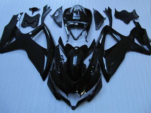 カスタムスズキGSXR 600 750 2008 2009 K8 GSXR600 GSXR750 08 09 10 GSX-R750 FAIRINGS KIT用のすべての光沢のあるブラックボディワークフェアリングキット