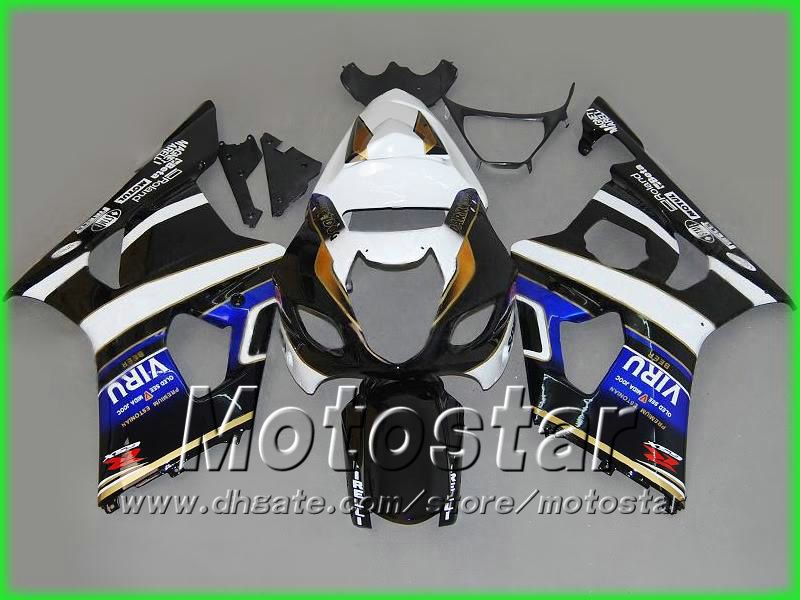 Gratis schip White Blue Viru Motorcycle Fairing Kit voor Suzuki 2003 2004 GSX-R1000 K3 GSXR1000 GSXR 1000 03 04 Valerijen