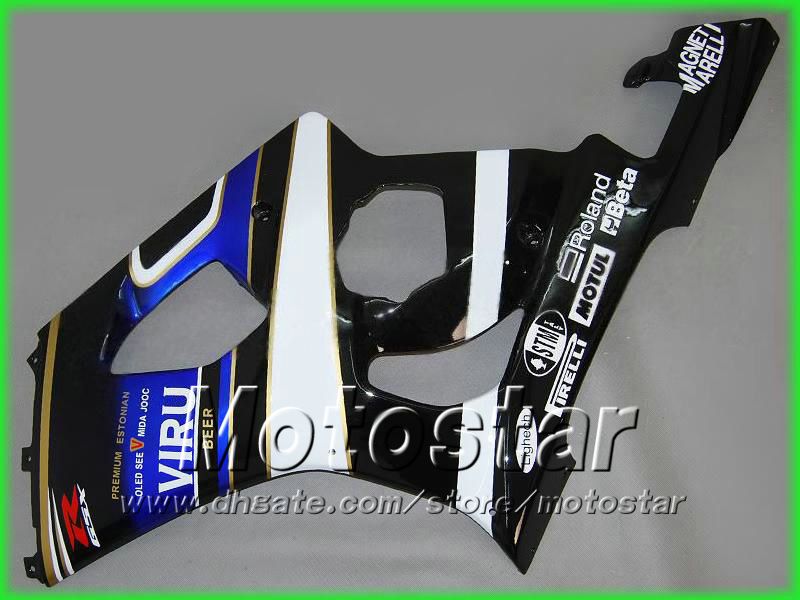 Suzuki için ücretsiz gemi beyaz mavi viru motosiklet kaplama kiti 2003 2004 GSX-R1000 K3 GSXR1000 GSXR 1000 03 04 Fairings