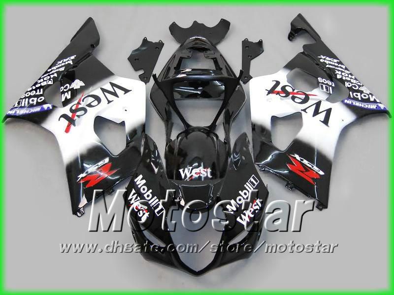 Road Racing Black West Motor Motoring Kit for Suzuki 2003 2004 GSX-R1000 K3 GSXR1000 GSXR 1000 03 04 Full Potorcycle Fairings