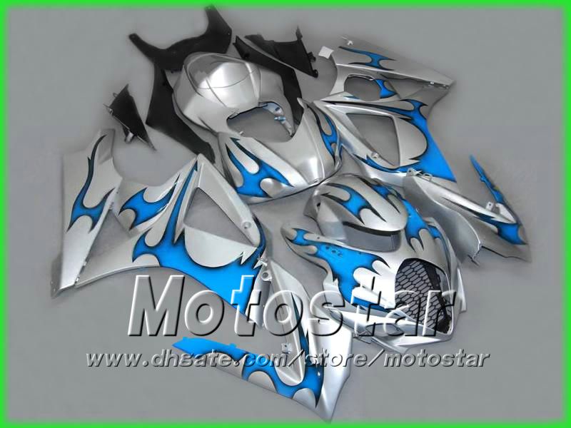 Juego de carenado de carrocería azul ABS en plata PARA SUZUKI GSX-R1000 K7 2007 2008 GSXR1000 GSXR 1000 07 08 carenados