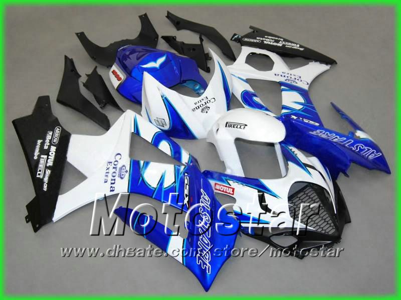 Niebieski biały wszechstronny ABS Fairing dla Suzuki GSX-R1000 K7 GSXR1000 2007 2008 GSXR 1000 07 08 Bodywork Fairings