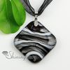 square silver foil glitter with lines handmade lampwork murano glass necklaces pendants Cheap china fashion jewelry Mup1922YHU5