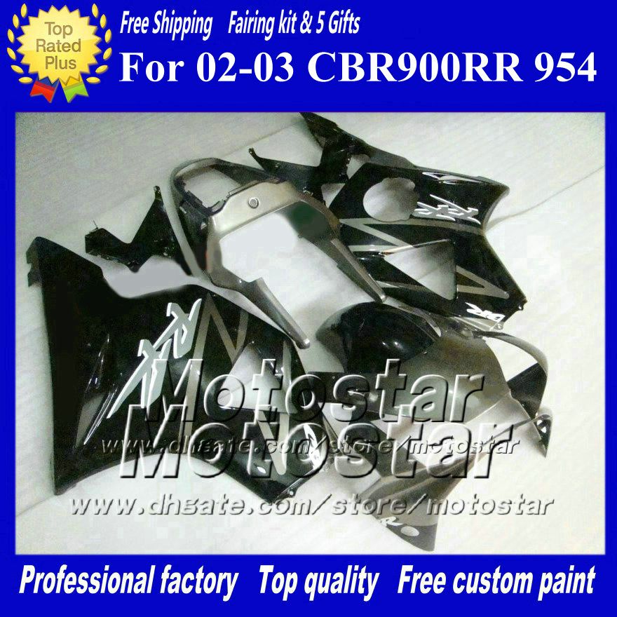

7 Gifts aftermarket fairing for HONDA CBR900RR 954 2002 2003 CBR900 954RR CBR954 02 03 CBR900RR glossy gray black custom fairings set ad19, Multi-color