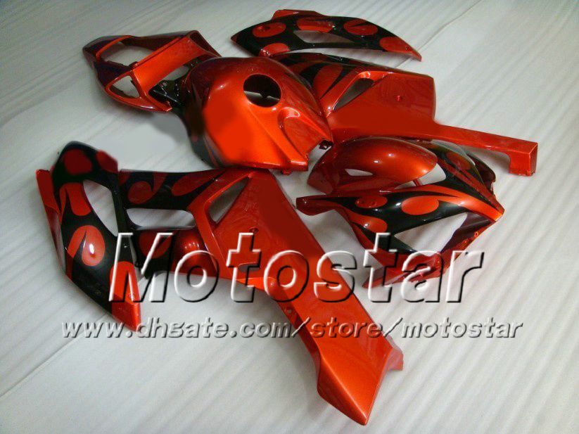 7 Geschenken Carrosserie voor Honda Fairing CBR1000RR 04 05 CBR 1000RR 2004 2005 Zwarte vlam in rode aangepaste Motorfietsverblazen AD30