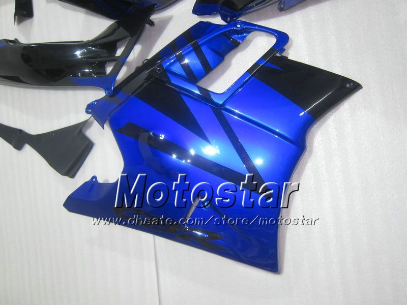 Carene moto HONDA CBR600 F2 91 94 CBR600F2 1991 1992 1993 1994 CBR 600 blu lucido in carene personalizzate nere set UU10