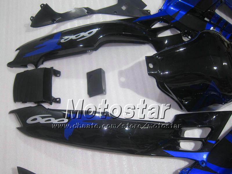 fairings موتوسيكلات لهوندا CBR600 F2 91 94 CBR600F2 1991 1992 1993 1994 CBR 600 الأزرق المصقول في fairings المخصصة السوداء تعيين UU10