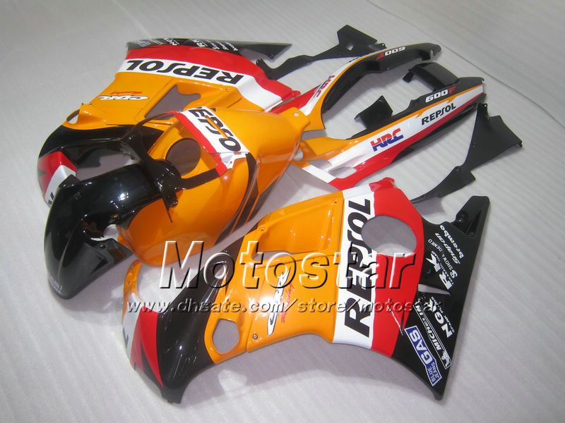 Honda CBR600 F2 91 92 93 94 CBR600F2 1991 1992 1993 1993 1994 CBR 600 Orange Black Repsolカスタムフェアリング