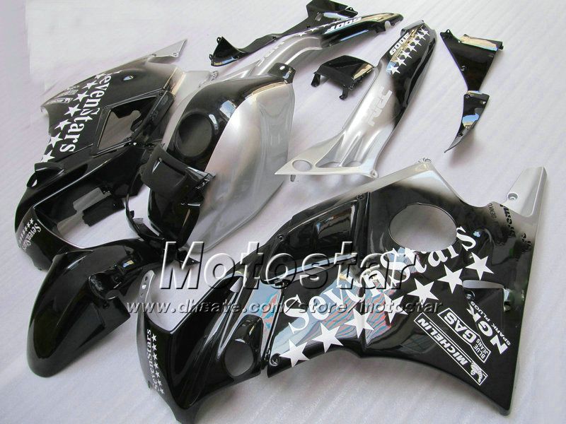 7 yıldız Gümüş / siyah ABS Fairing için CBR600 F2 1991 1992 1993 1994 CBR600F2 91 92 93 94 cbr 600f2 karoser kaplamaları # H2129