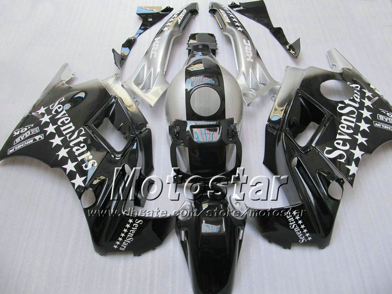 7 yıldız Gümüş / siyah ABS Fairing için CBR600 F2 1991 1992 1993 1994 CBR600F2 91 92 93 94 cbr 600f2 karoser kaplamaları # H2129