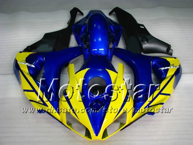 7ギフトロードレースフェアリングキットホンダCBR1000RR 06 07 CBR 1000RR 2006 2007光沢のあるブルーイエローブラックフェアリングセットAD59