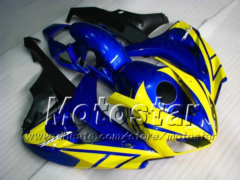 7Gifts Road Racing Wording Kit dla Honda CBR1000RR 06 07 CBR 1000RR 2006 2007 Błyszczący niebieski żółty czarne wróżki zestaw ad59