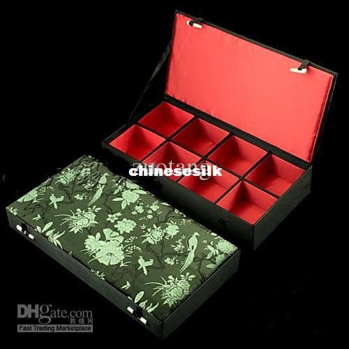 Luxury 8 grid Jewelry Presentation Boxes Silk Print Trinket Boxes High Quality Watch Collection Boxes Bangle Boxes 1pcs mix color Free