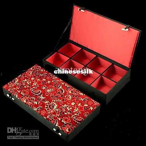 Luxury 8 grid Jewelry Presentation Boxes Silk Print Trinket Boxes High Quality Watch Collection Boxes Bangle Boxes 1pcs mix color Free