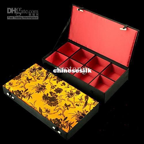 Luxury 8 grid Jewelry Presentation Boxes Silk Print Trinket Boxes High Quality Watch Collection Boxes Bangle Boxes 1pcs mix color Free