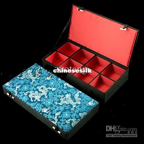 Luxury 8 grid Jewelry Presentation Boxes Silk Print Trinket Boxes High Quality Watch Collection Boxes Bangle Boxes 1pcs mix color Free