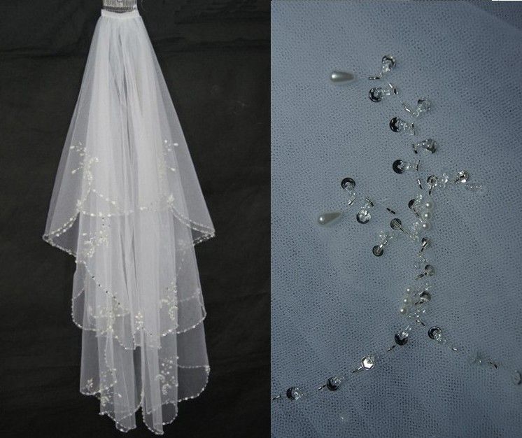 Velo da Sposa Nozze Raso Bordo Con Pettine Gomito elegante Cattedrale Bianco Avorio 2t