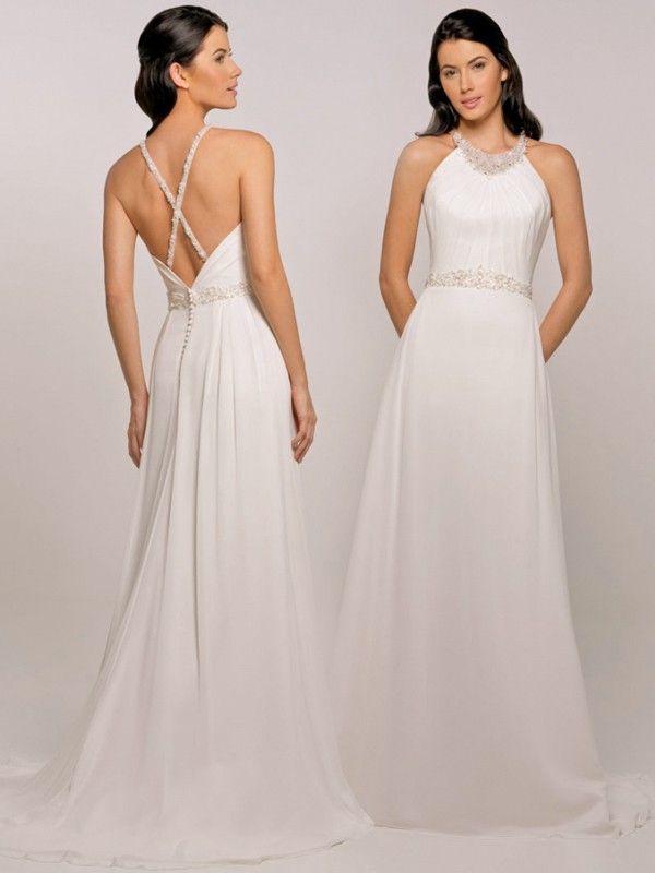 simple chiffon wedding dress low backimage