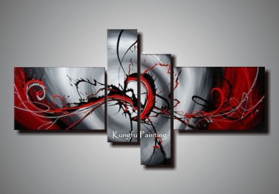 2020 100 Hand Painted Black White Red Canvas Art Group Oil