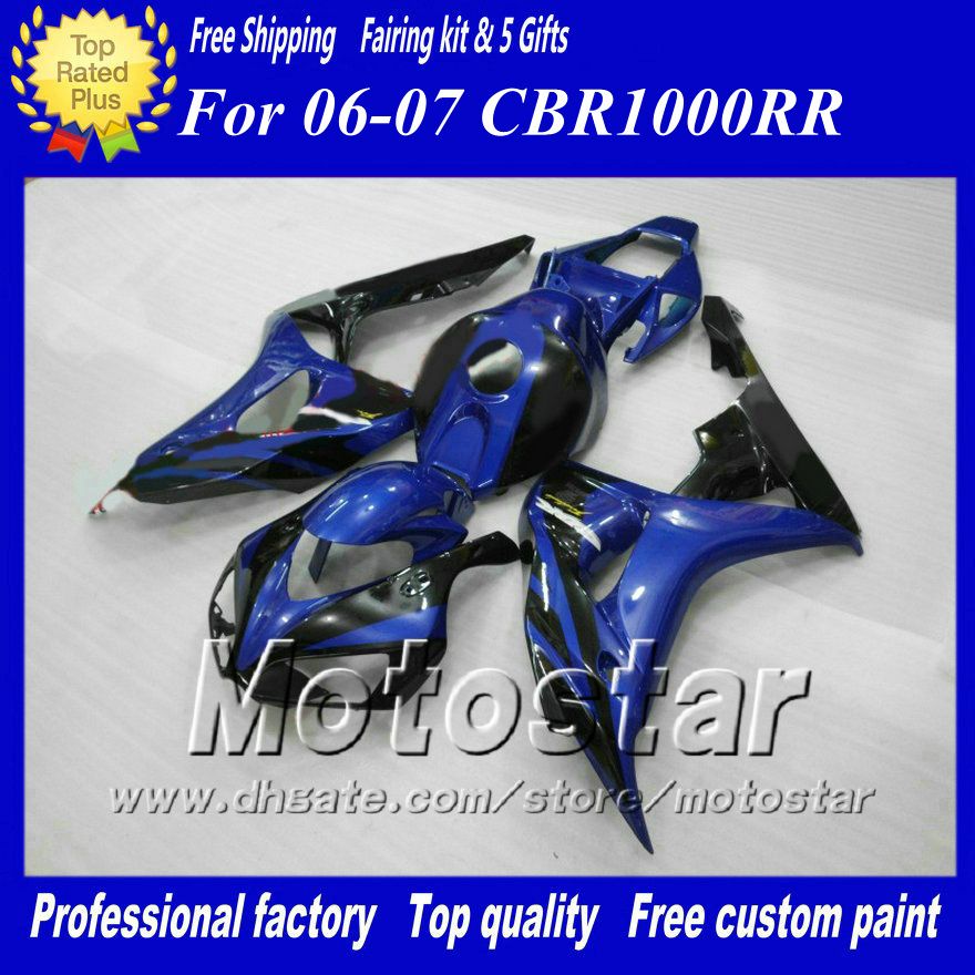 

7 Gifts racing fairing kit for HONDA CBR1000RR 06 07 CBR 1000RR 2006 2007 glossy blue black custom paint fairings set ad79, Multi-color