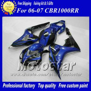 7ギフトレースフェアリングキットホンダCBR1000RR 06 07 CBR 1000RR 2006 2007光沢のあるブルーブラックカスタムペイントフェアリングセットAD79