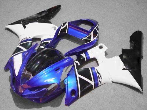 Gratis frakt Blue White Black Fairings for Yamaha YZF R1 2000 2001 YZFR1 00 01 YZF-R1 Full Bodywork Fairing Kit + Vindruta